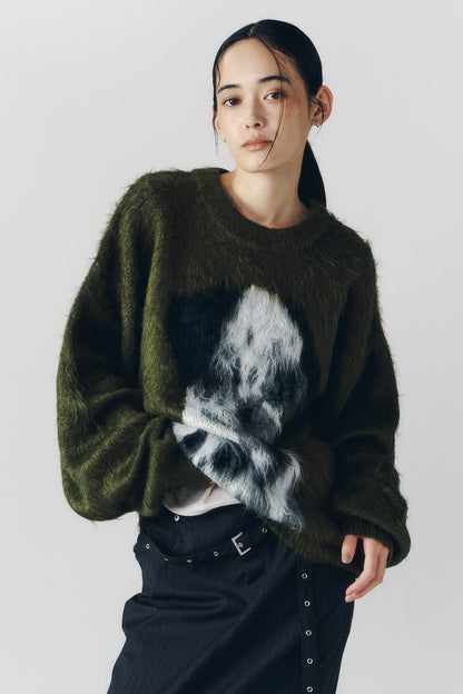 dalmatian shaggy knit(unisex)/green