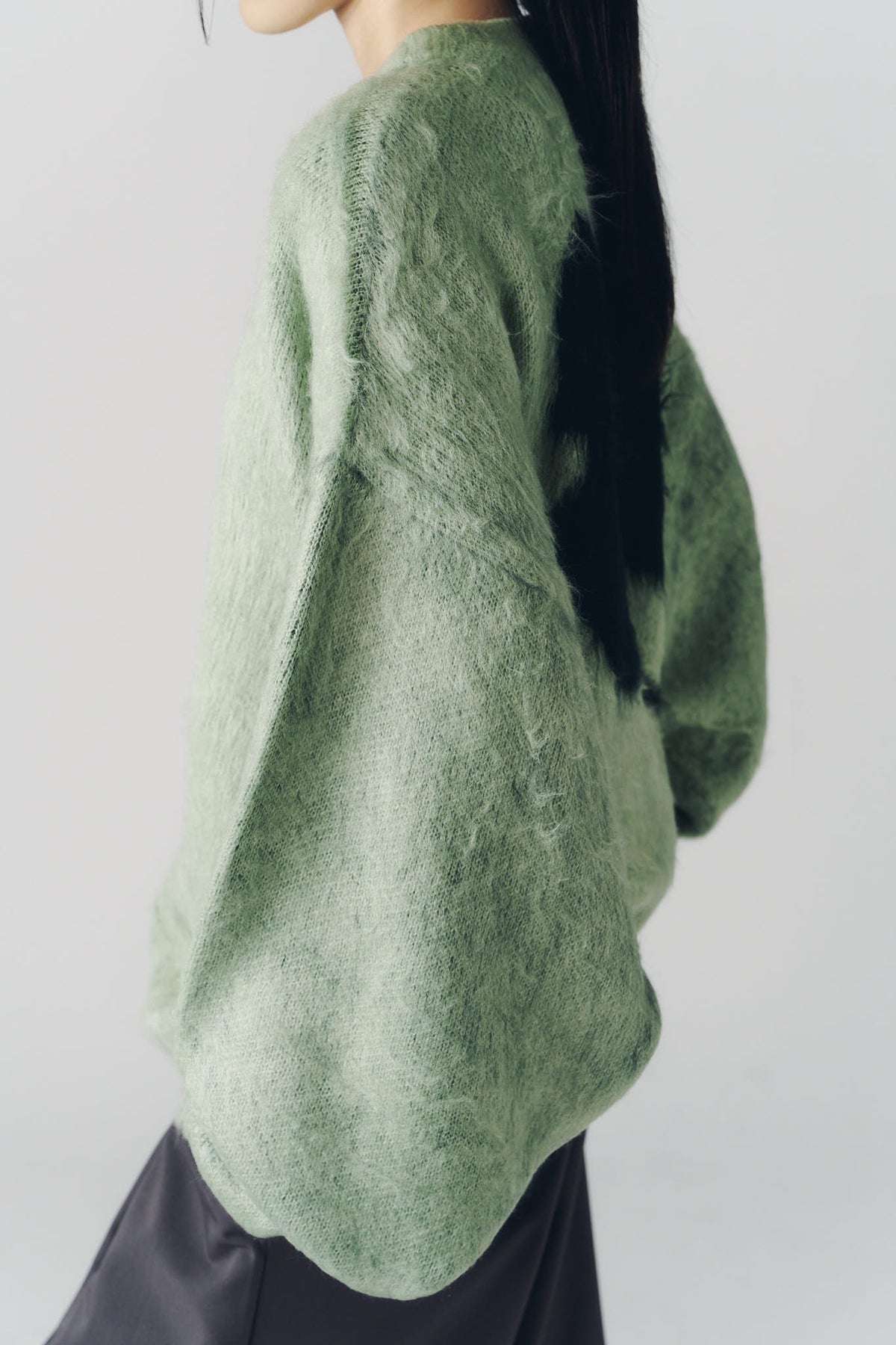2way shaggy flower knit(unisex)/green