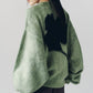 2way shaggy flower knit(unisex)/green