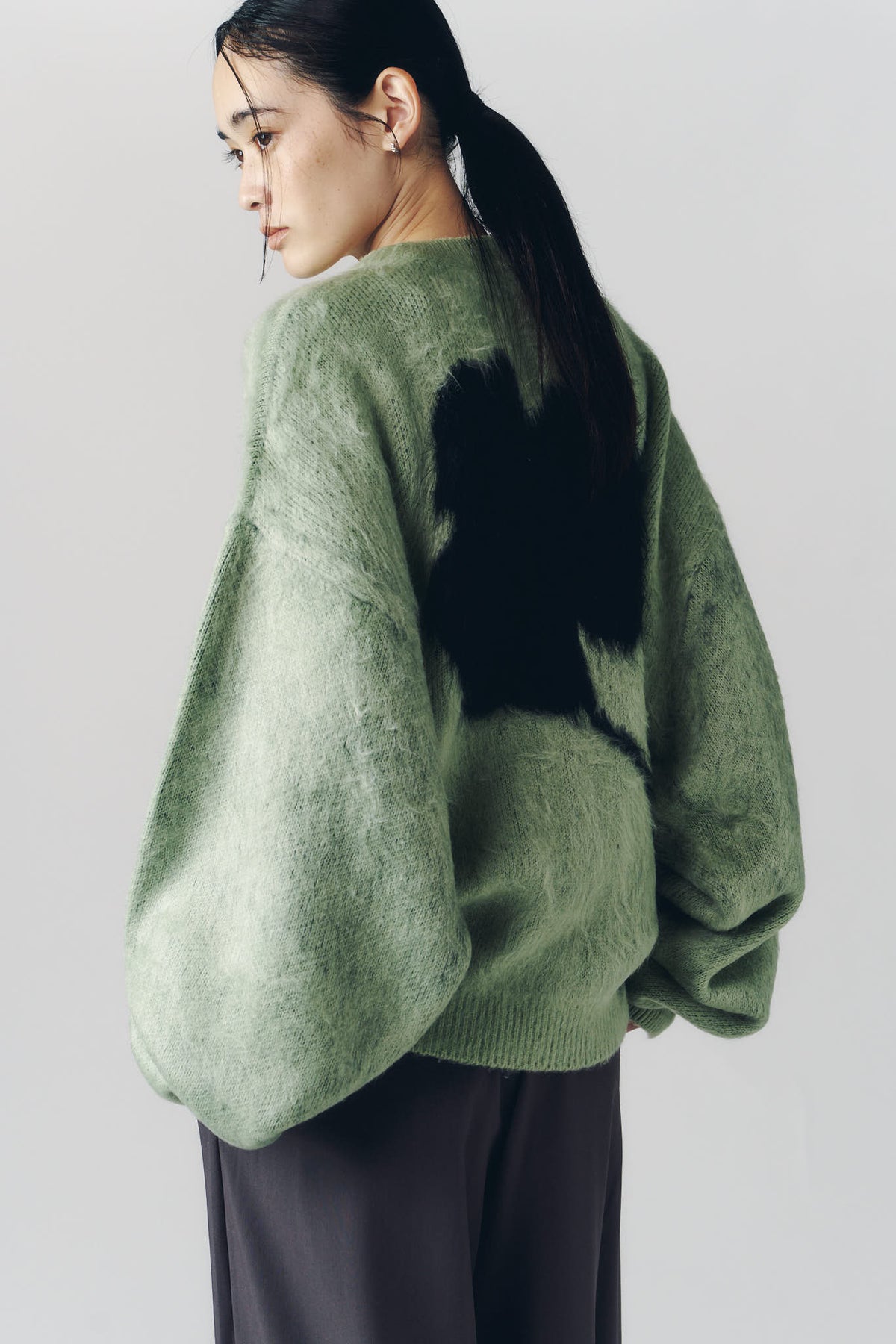 2way shaggy flower knit(unisex)/green