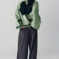 2way shaggy flower knit(unisex)/green