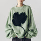 2way shaggy flower knit(unisex)/green