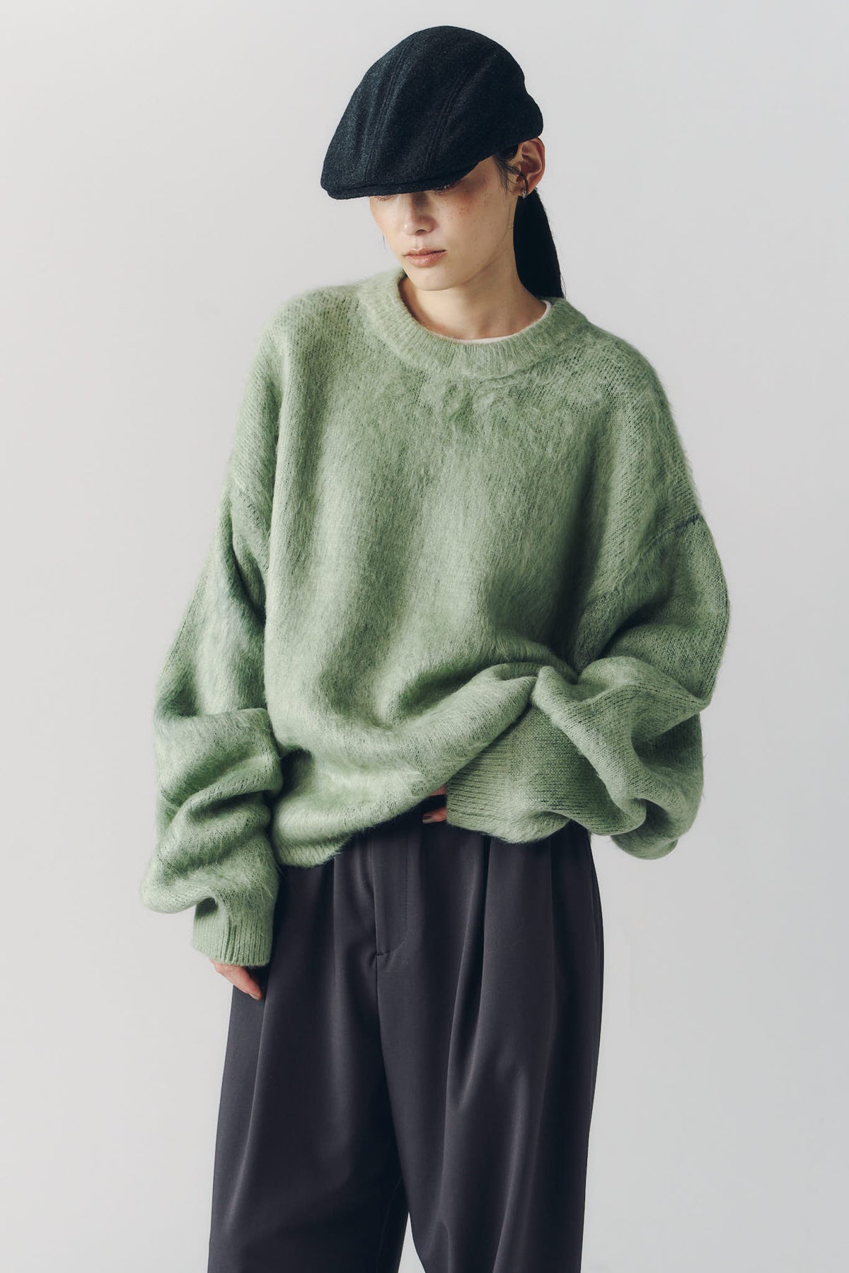 2way shaggy flower knit(unisex)/green