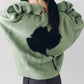 2way shaggy flower knit(unisex)/green