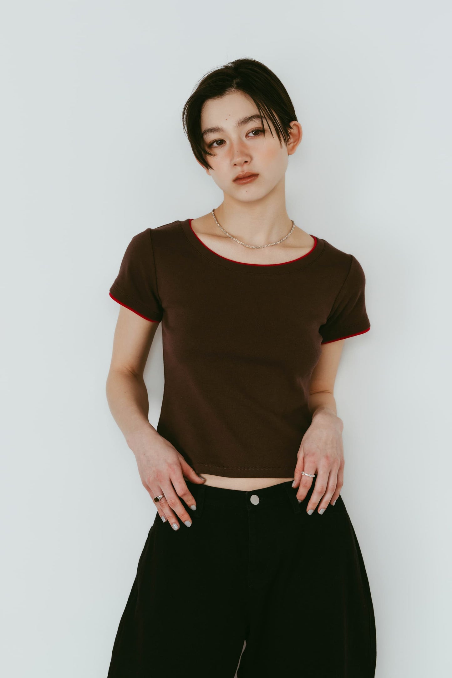 layered crewneck tee/4color