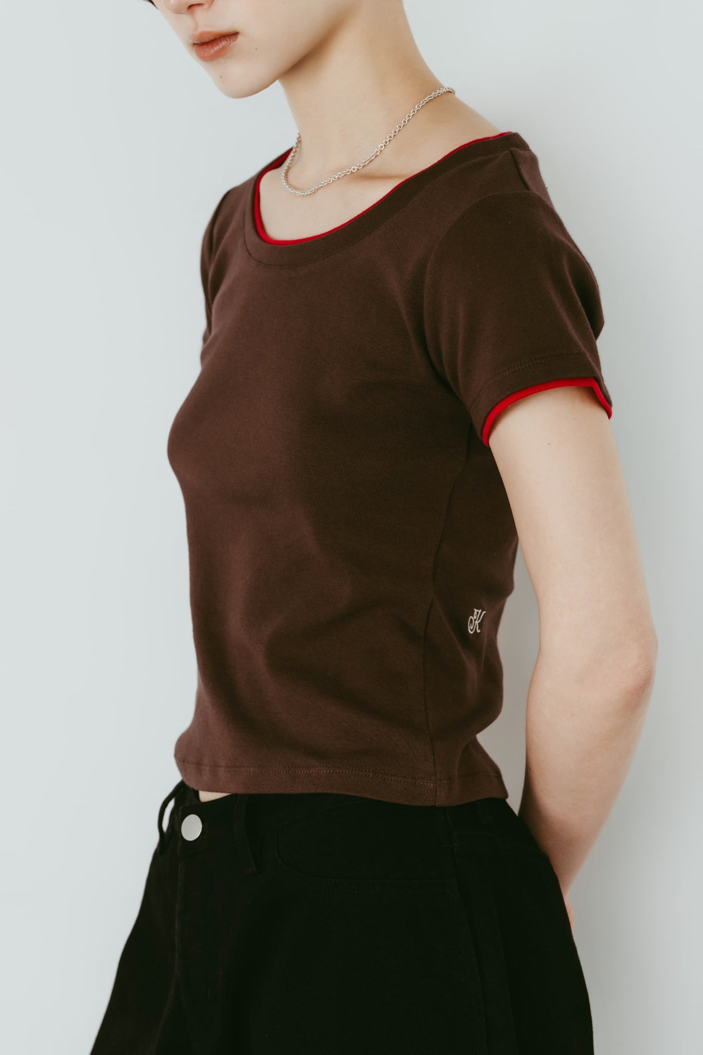 layered crewneck tee/4color