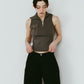 half-zip knit tank/gray
