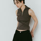 half-zip knit tank/gray
