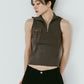 half-zip knit tank/gray
