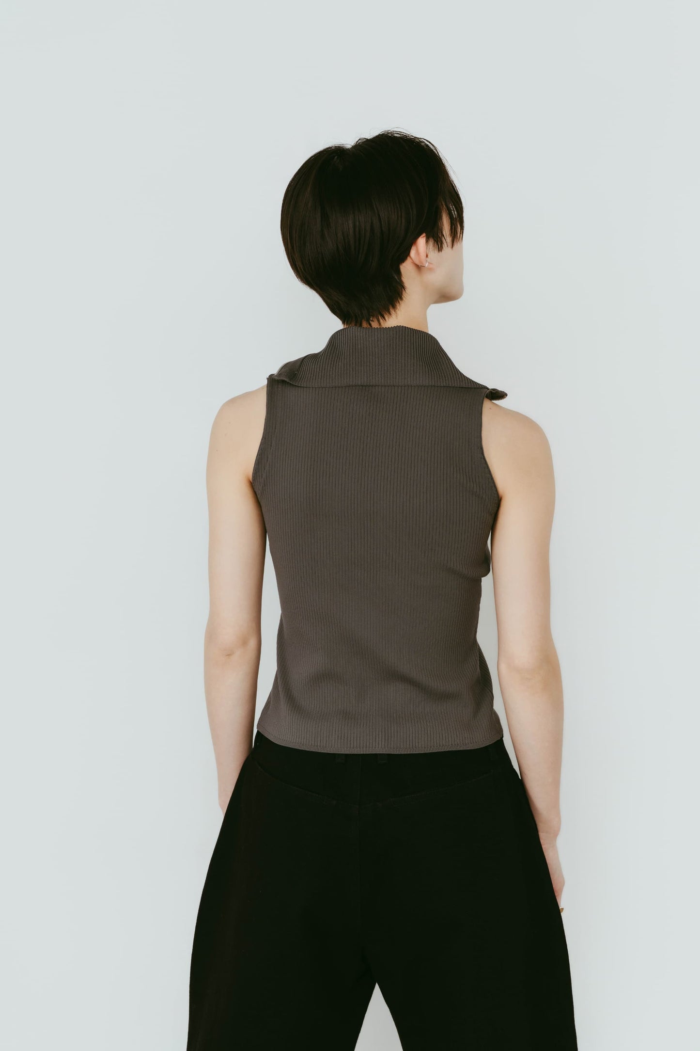 half-zip knit tank/gray