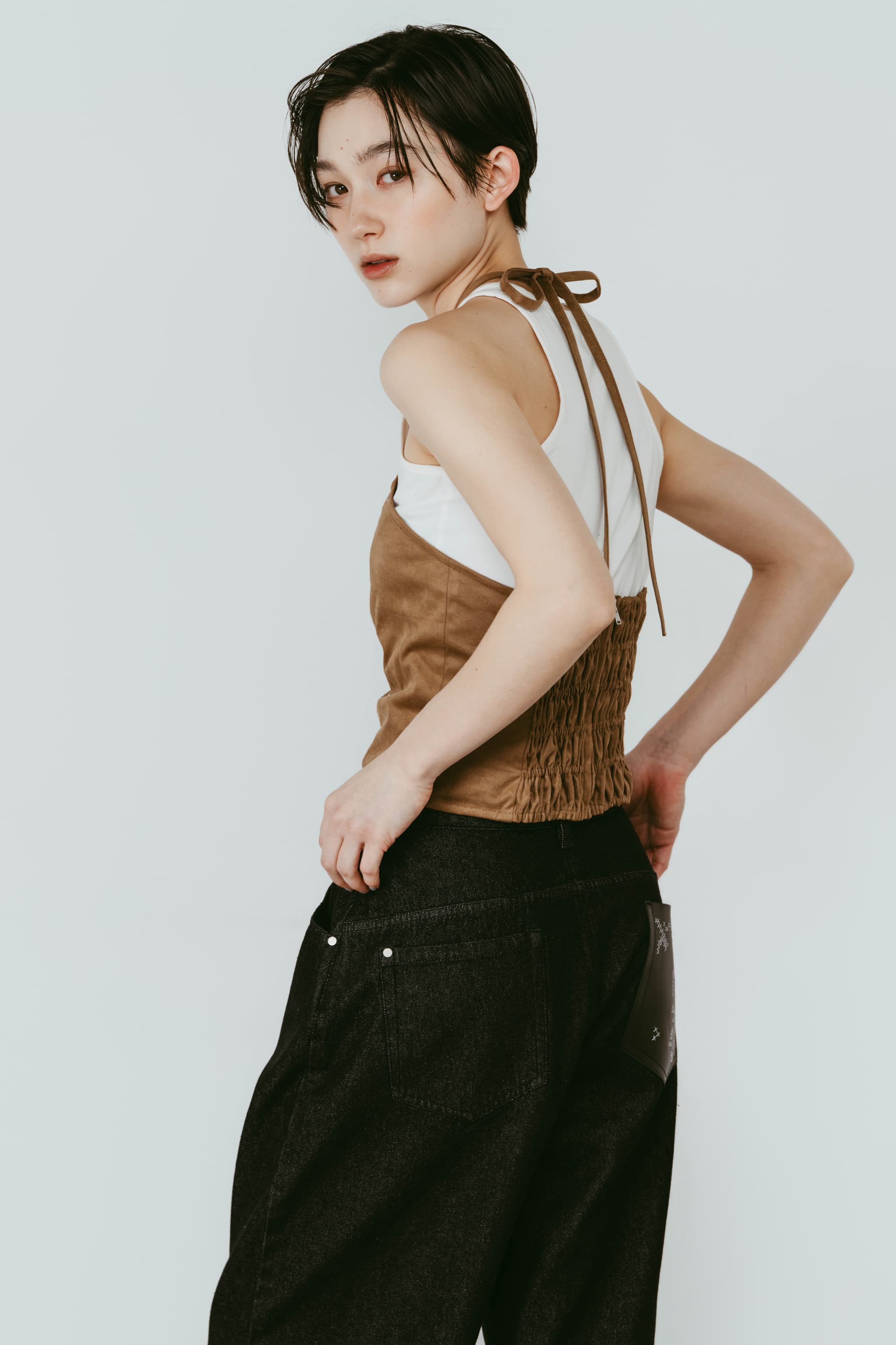 suede bustier top/camel | KNUTH MARF