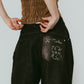 wide bell-bottom denim pants/black