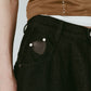 wide bell-bottom denim pants/black