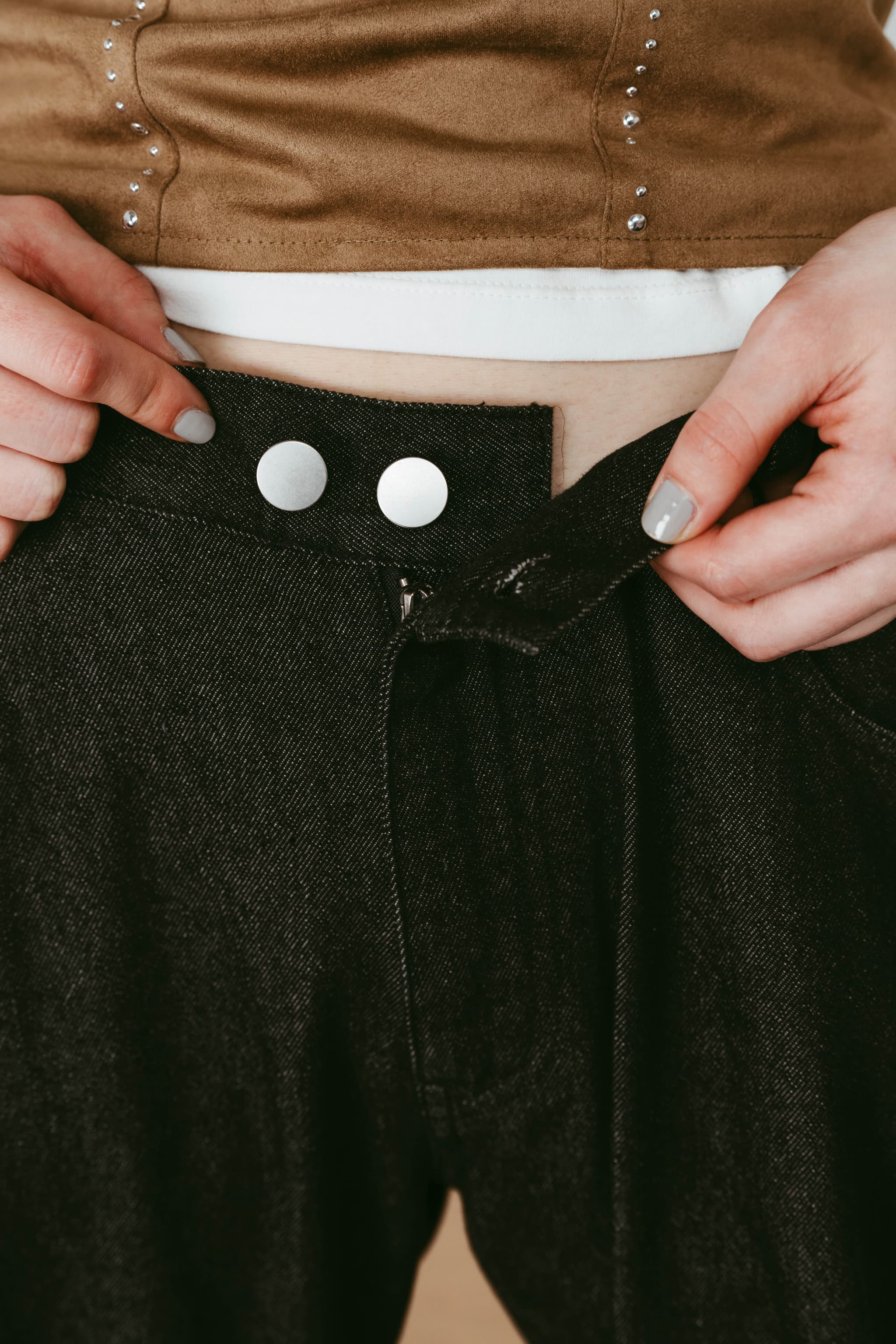 wide bell-bottom denim pants/black | KNUTH MARF