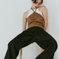 suede bustier top/camel