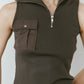 half-zip knit tank/gray