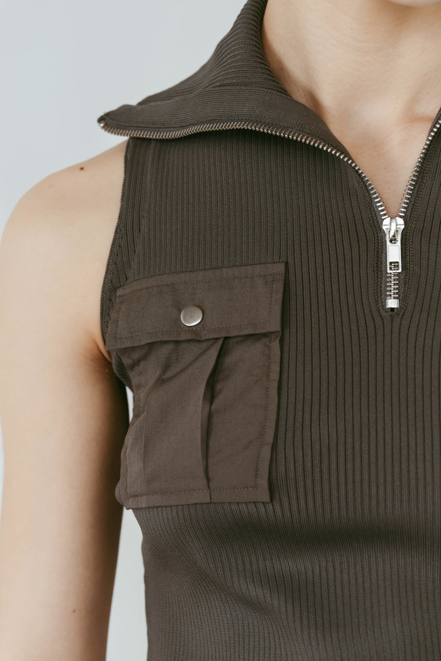 half-zip knit tank/gray
