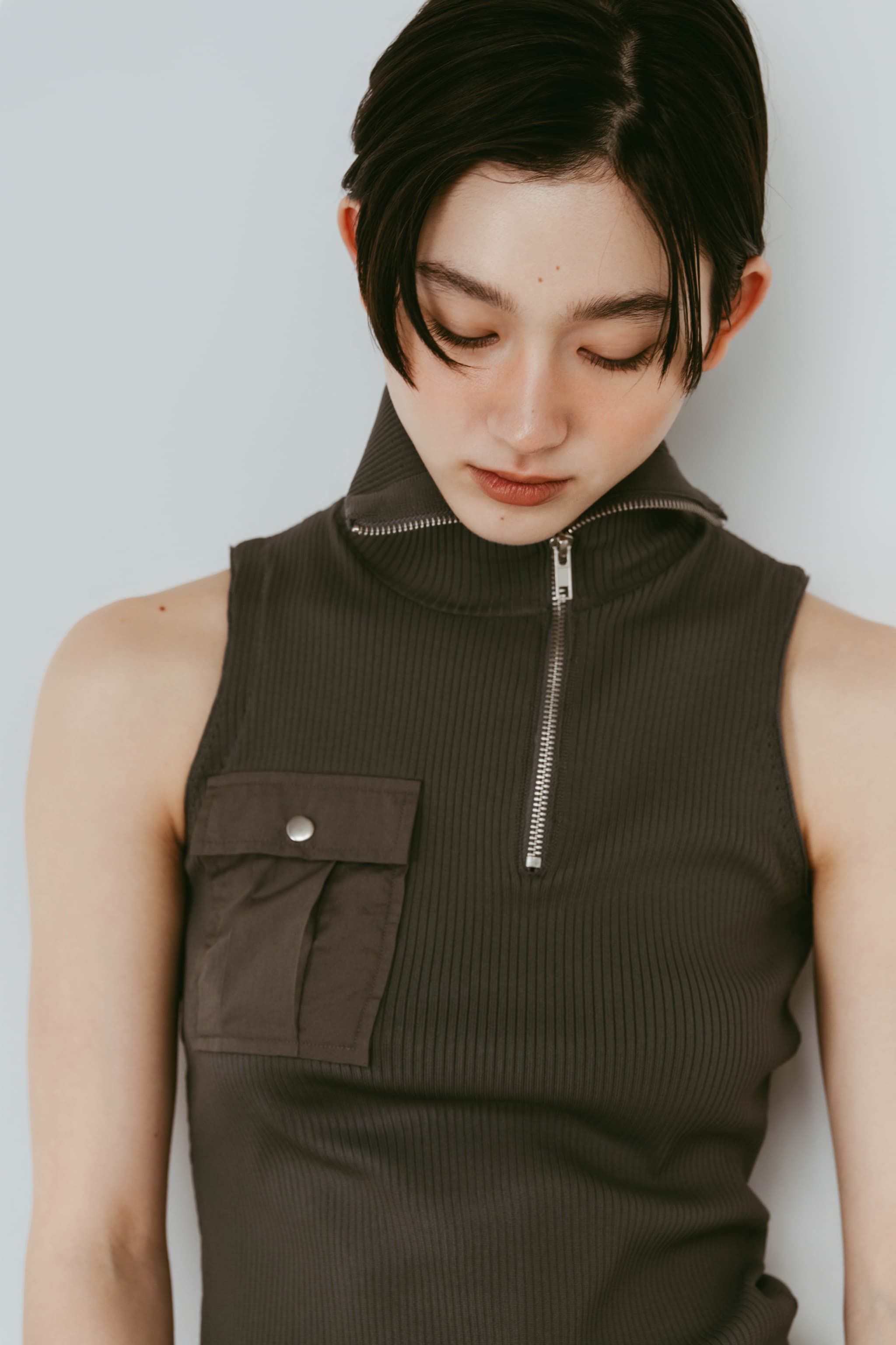 half-zip knit tank/gray | KNUTH MARF