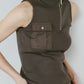 half-zip knit tank/gray