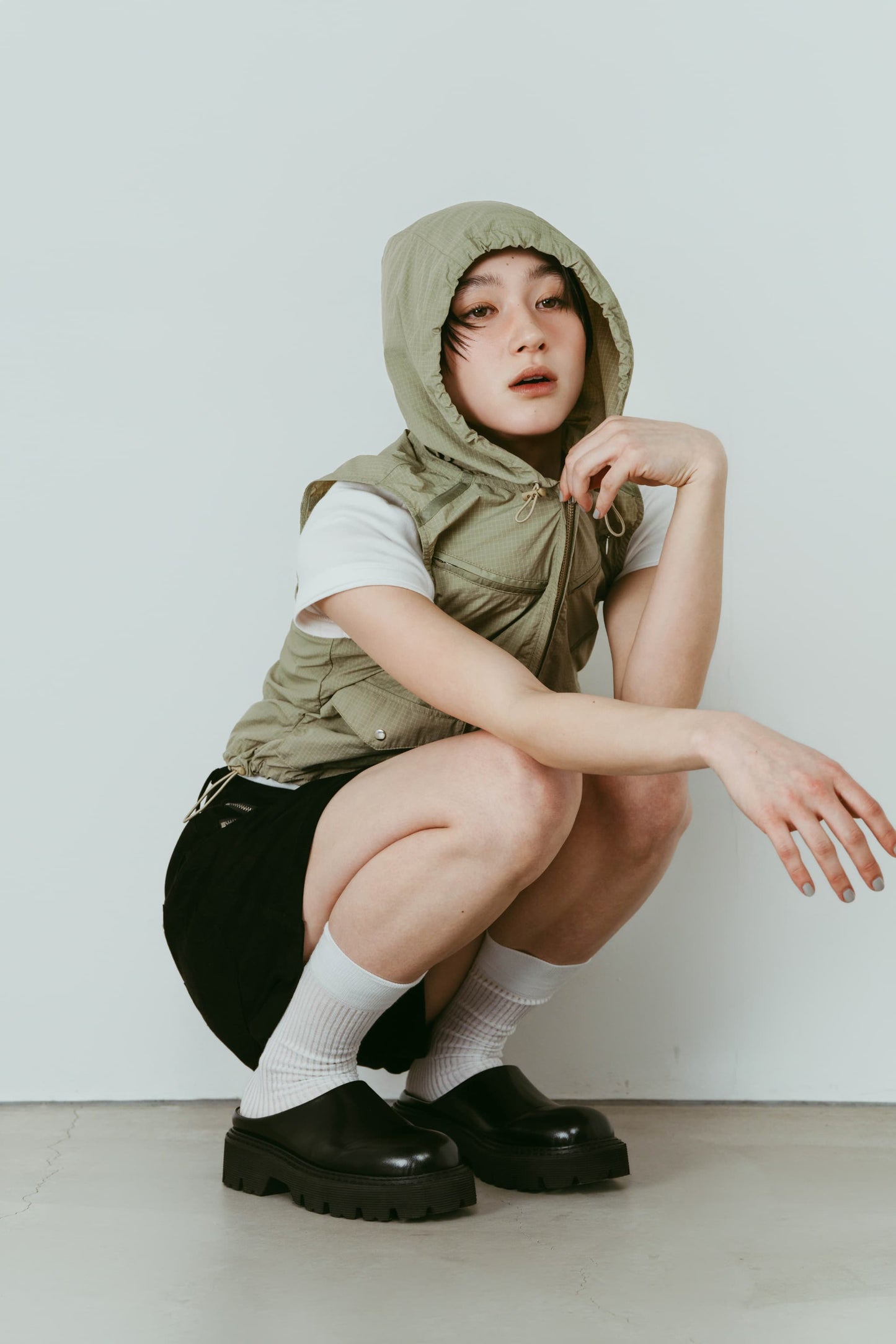 nylon hoodie/pistachio