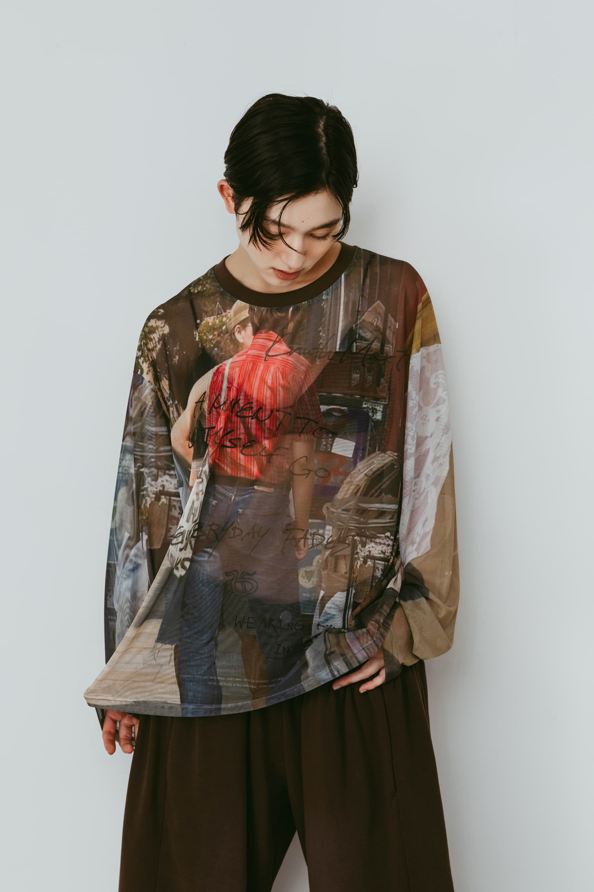 トップス Knuth Marf oji sheer long-sleeve tee oji sheer long-sleeve tee(unisex)/oji | KNUTH MARF