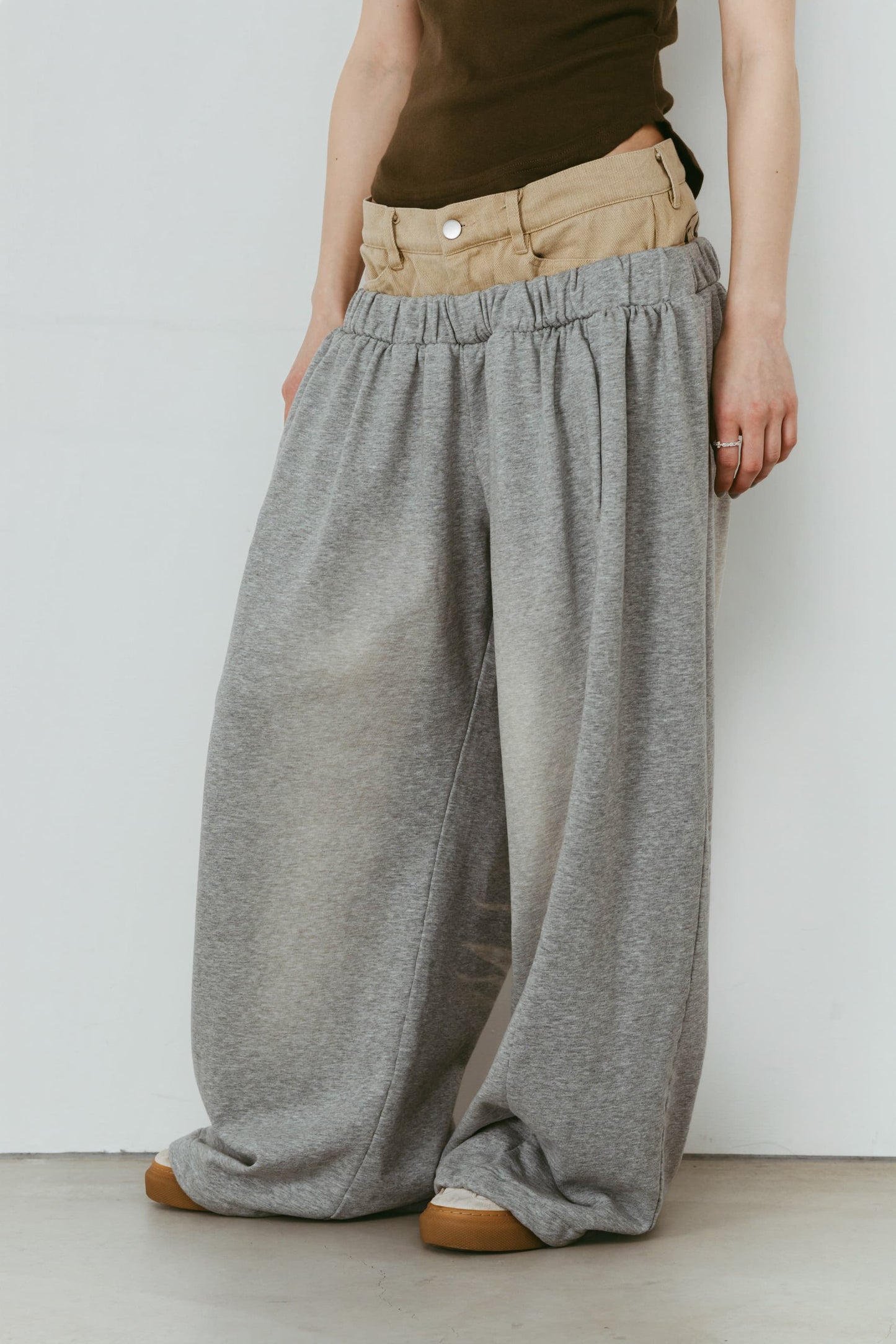double-layer sweatpants(unisex)/gray