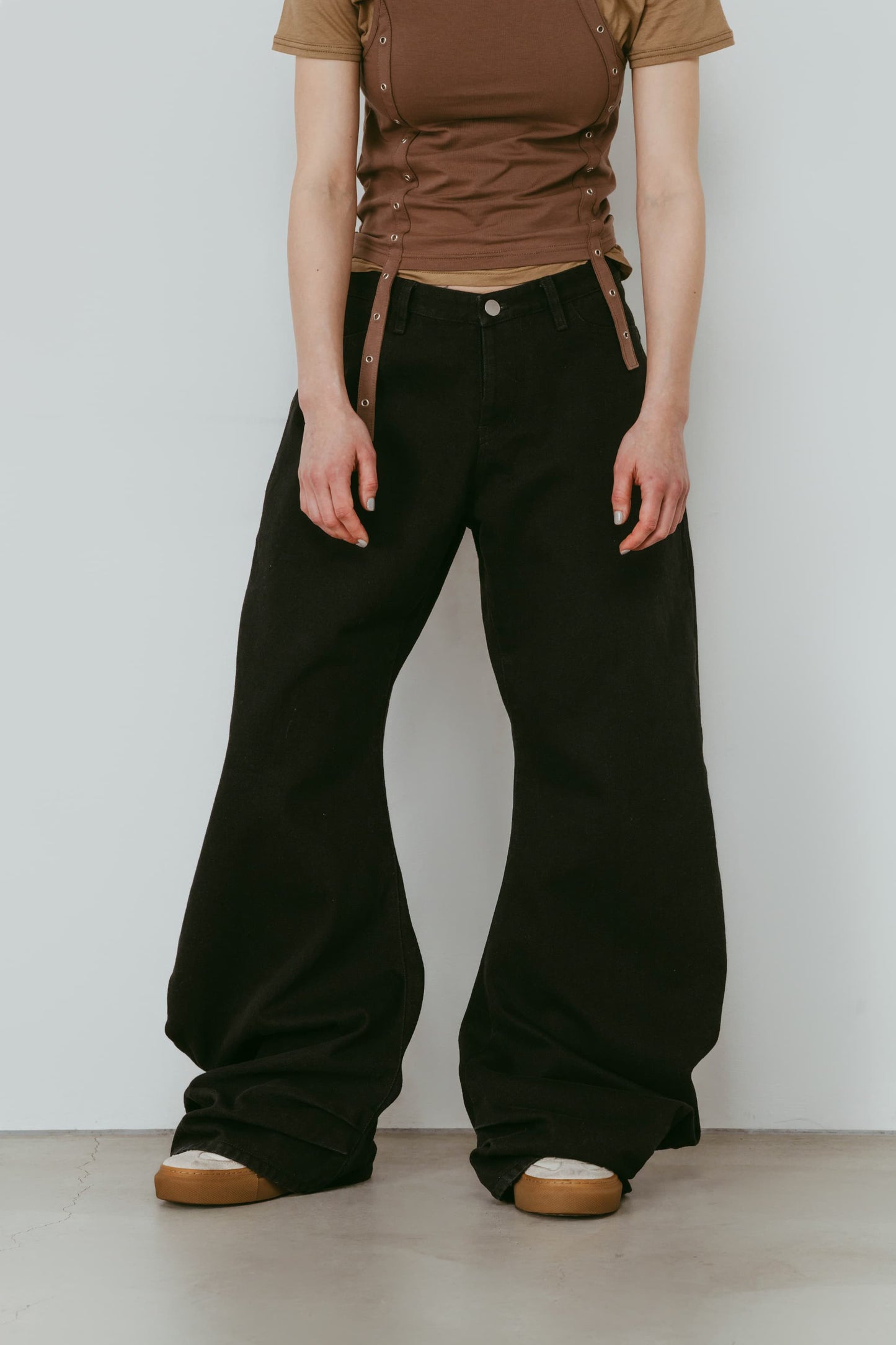 draped denim pants(unisex)/black