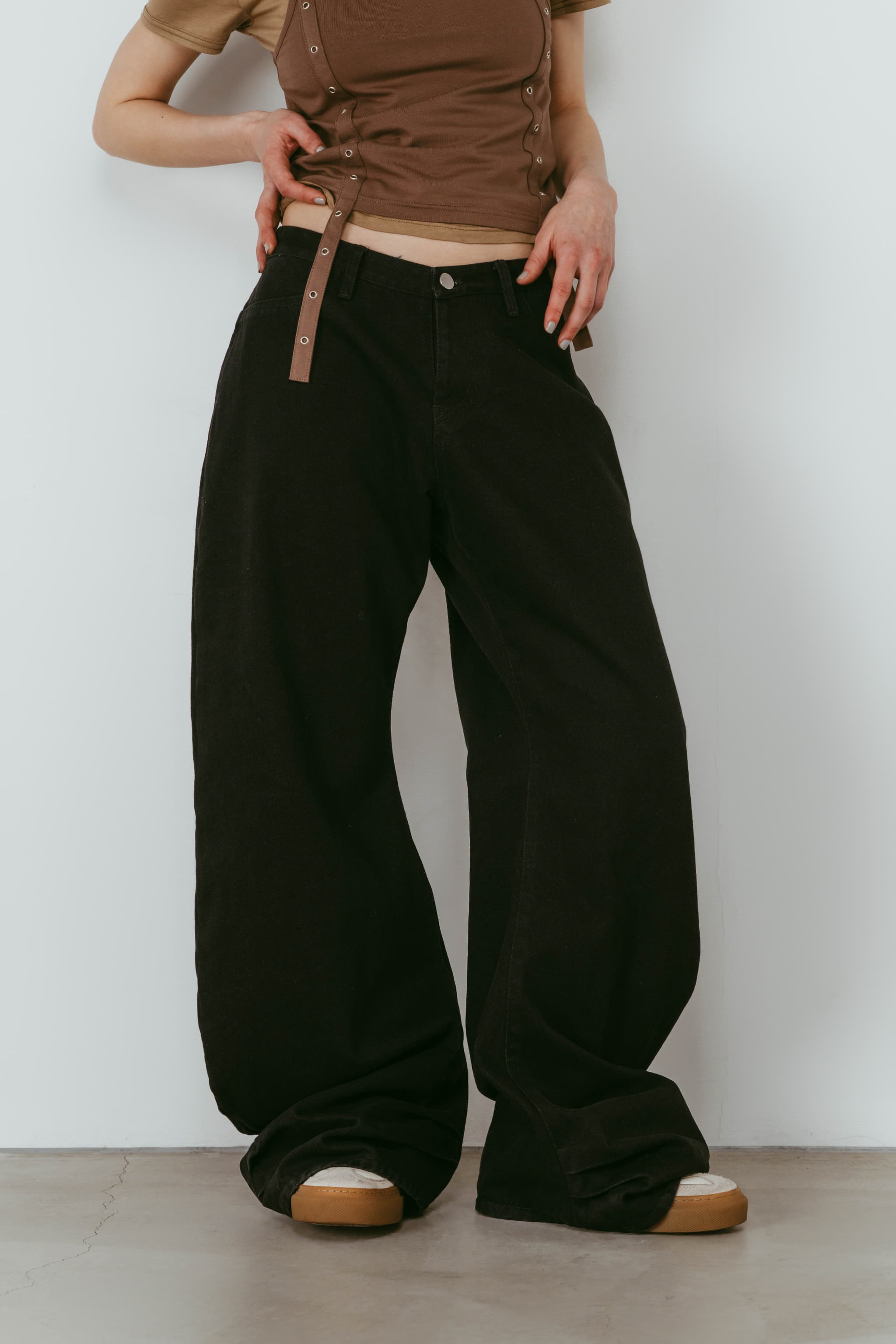 draped denim pants(unisex)/black | KNUTH MARF