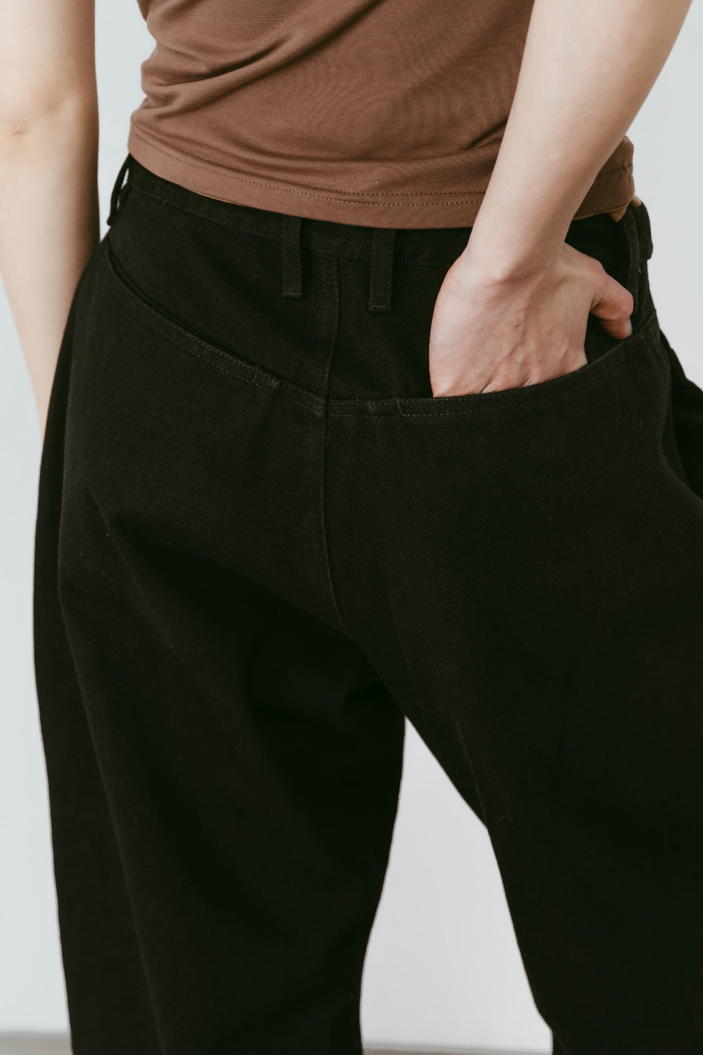 draped denim pants(unisex)/black
