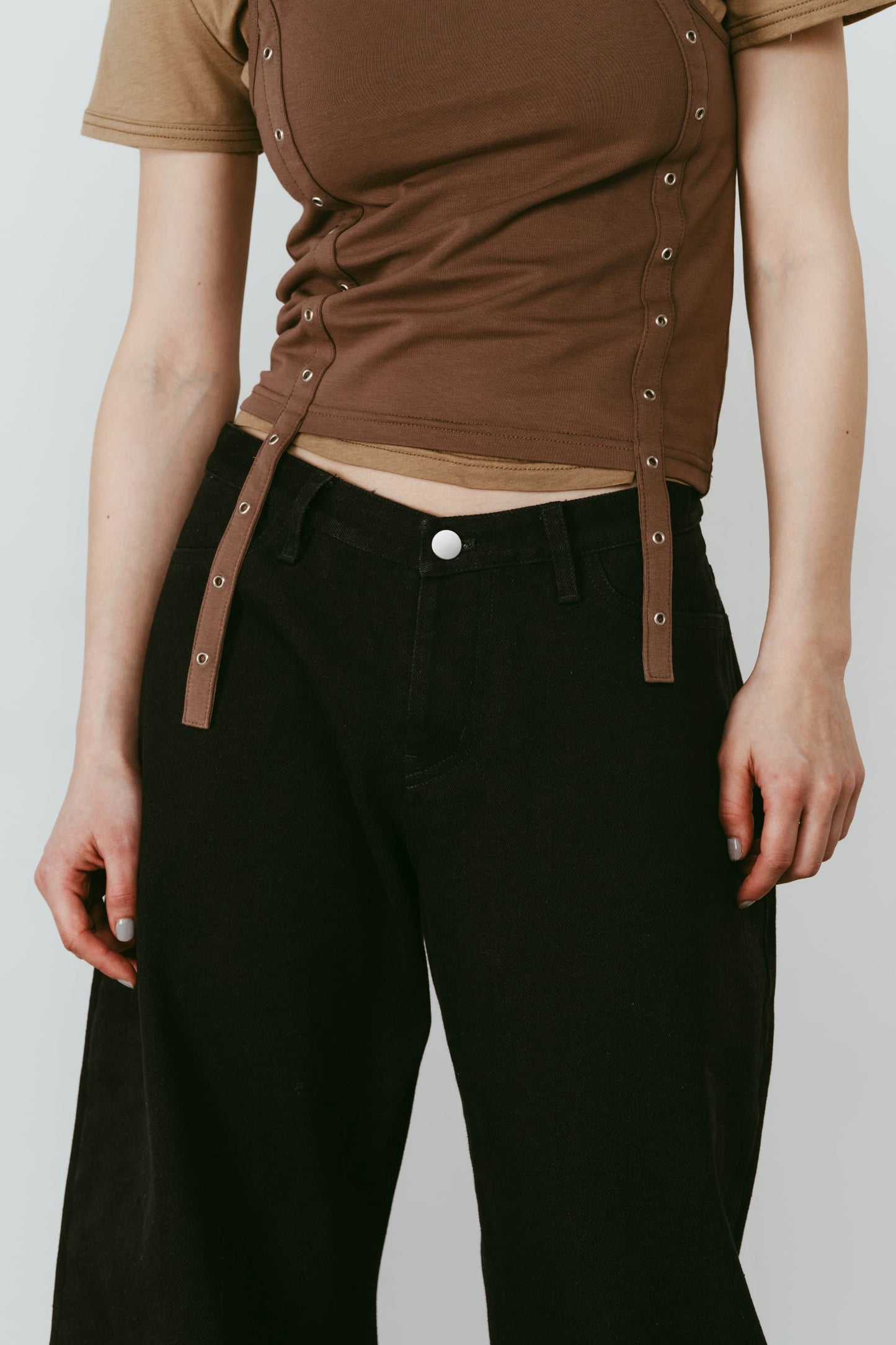 draped denim pants(unisex)/black