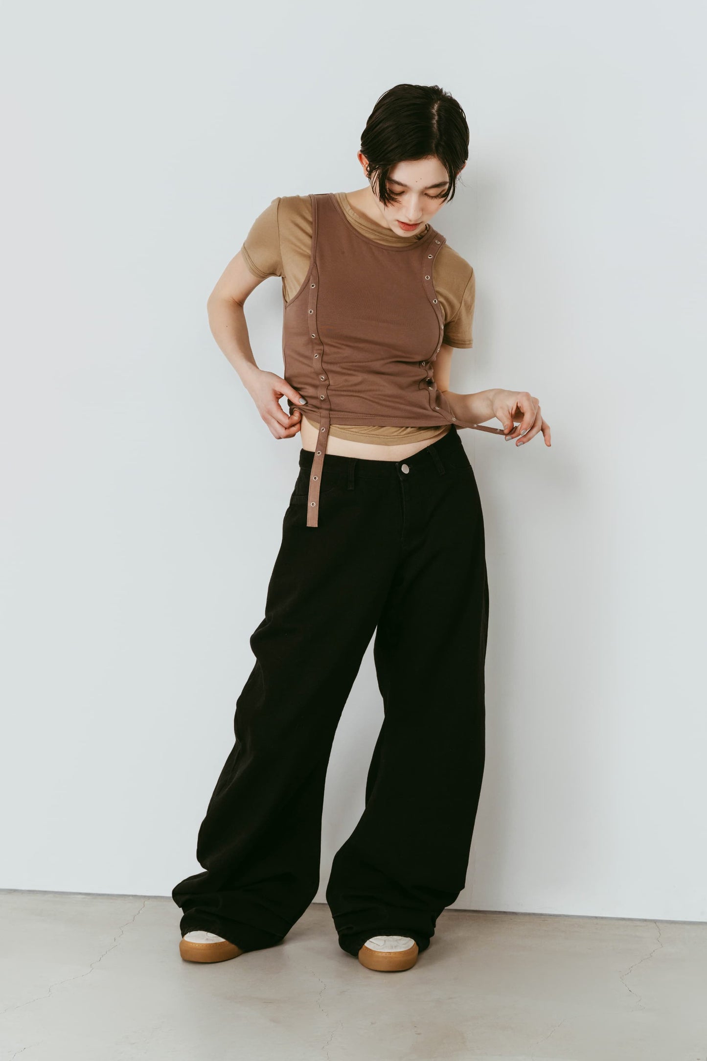 2piece layered tank tee/beige
