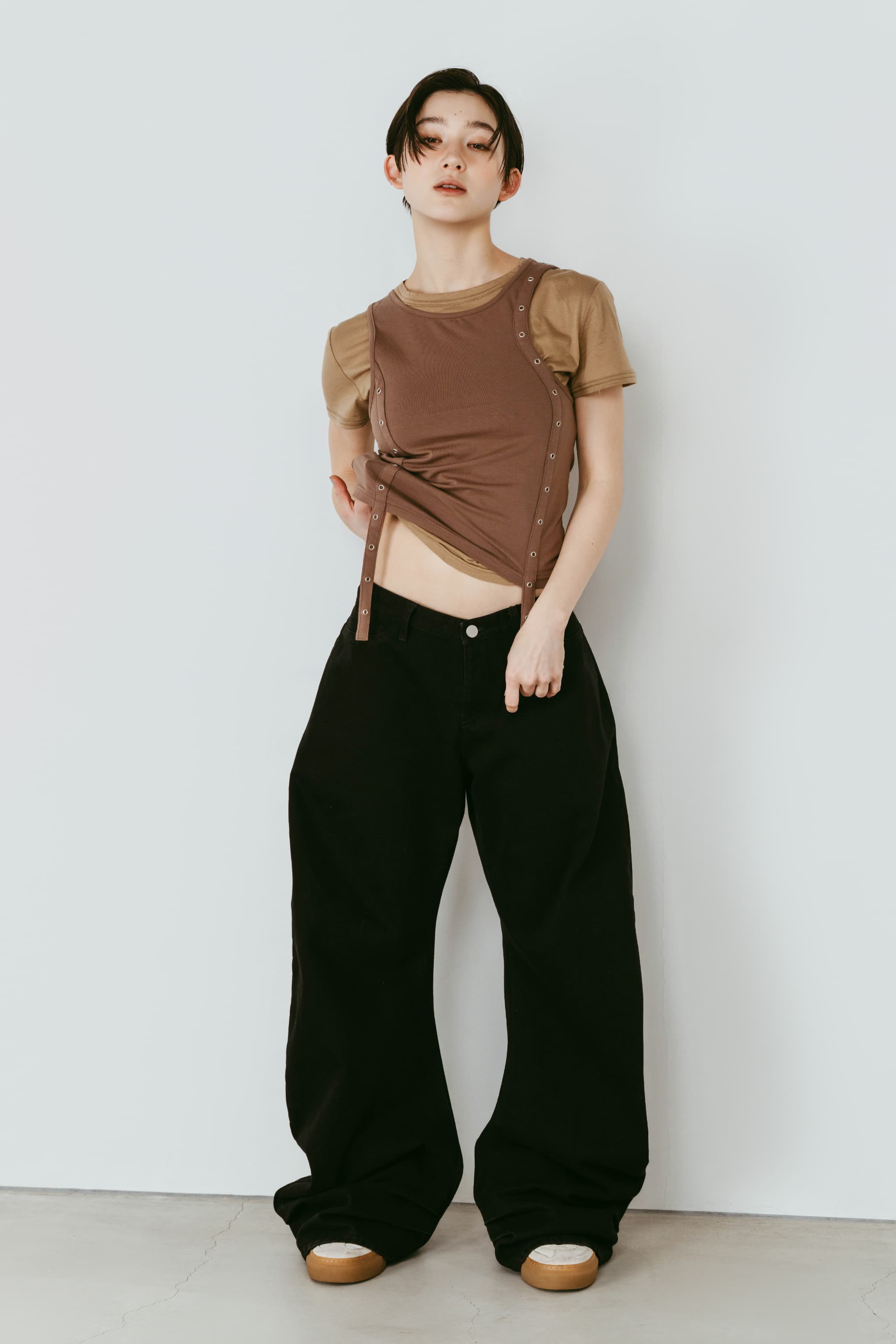 2piece layered tank tee/beige | KNUTH MARF