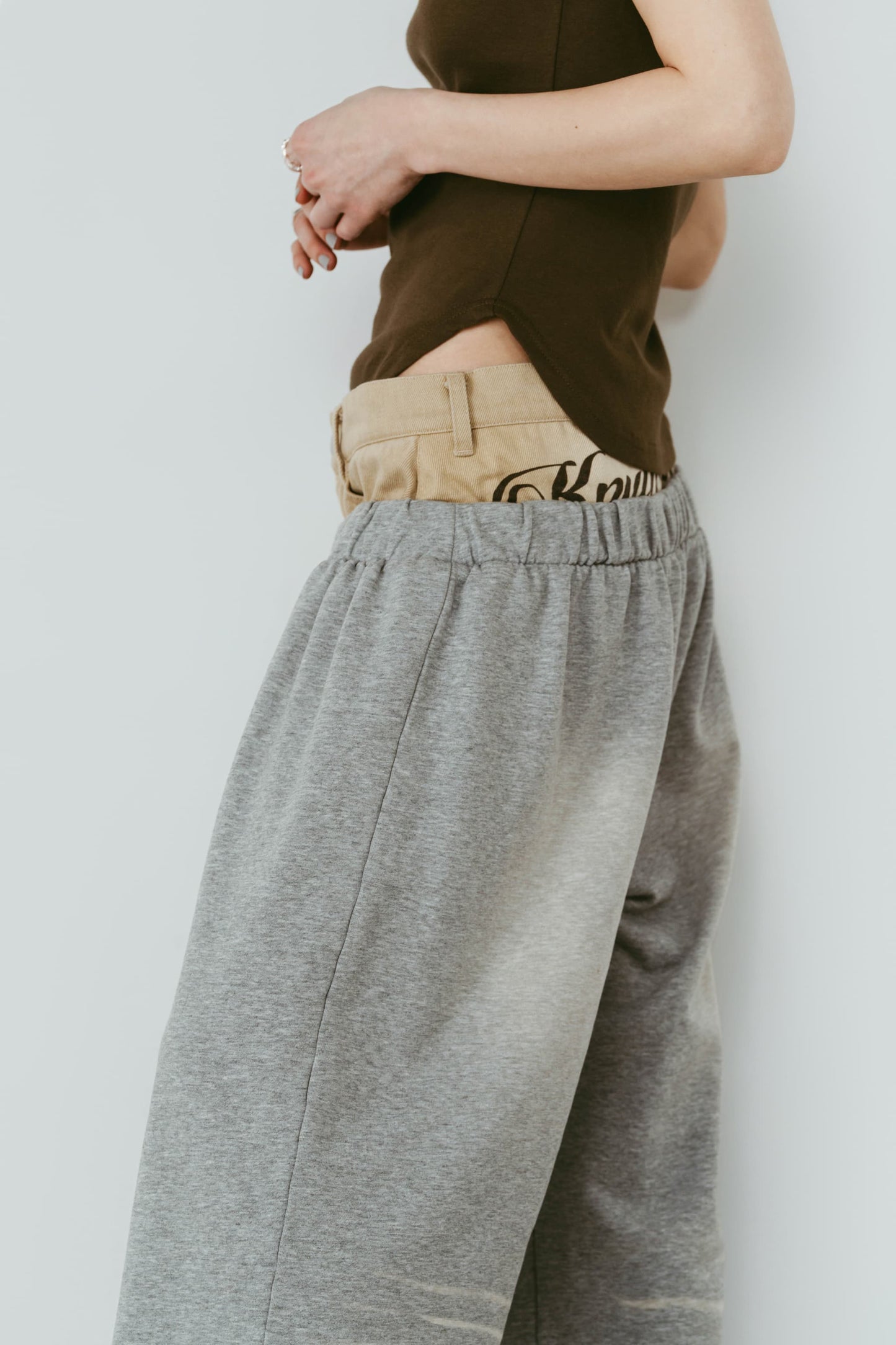 double-layer sweatpants(unisex)/gray