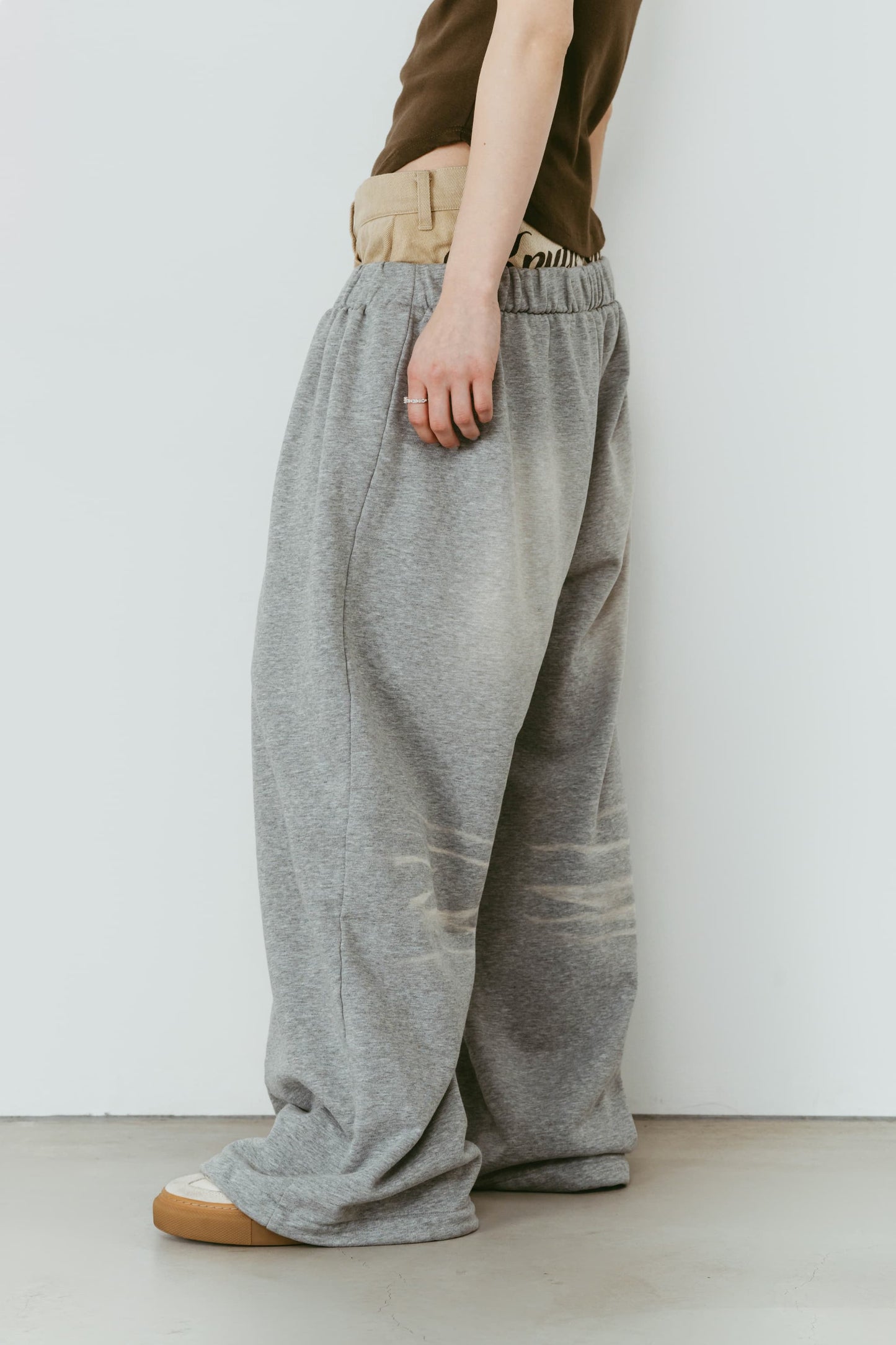 double-layer sweatpants(unisex)/gray