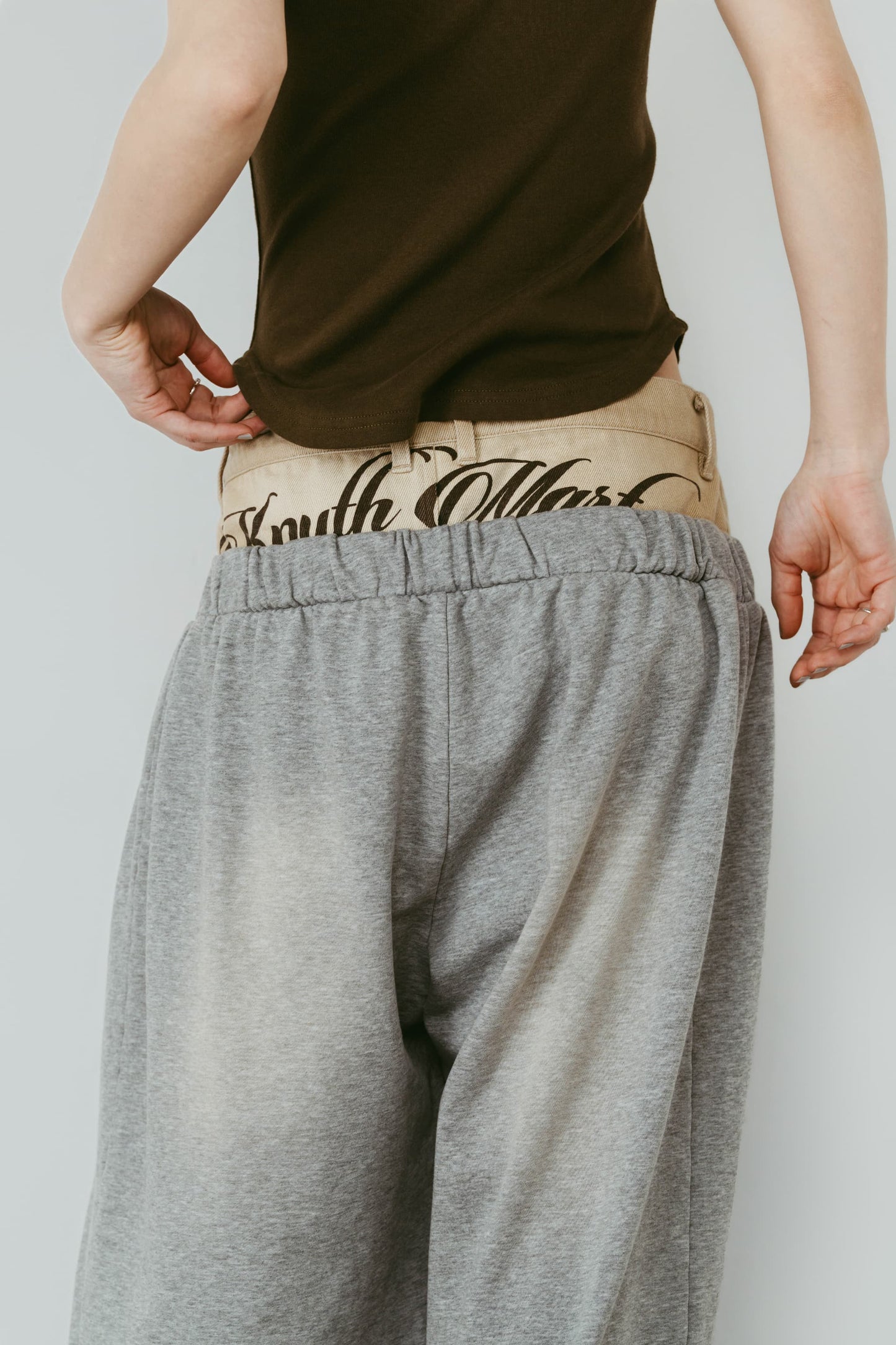 double-layer sweatpants(unisex)/gray