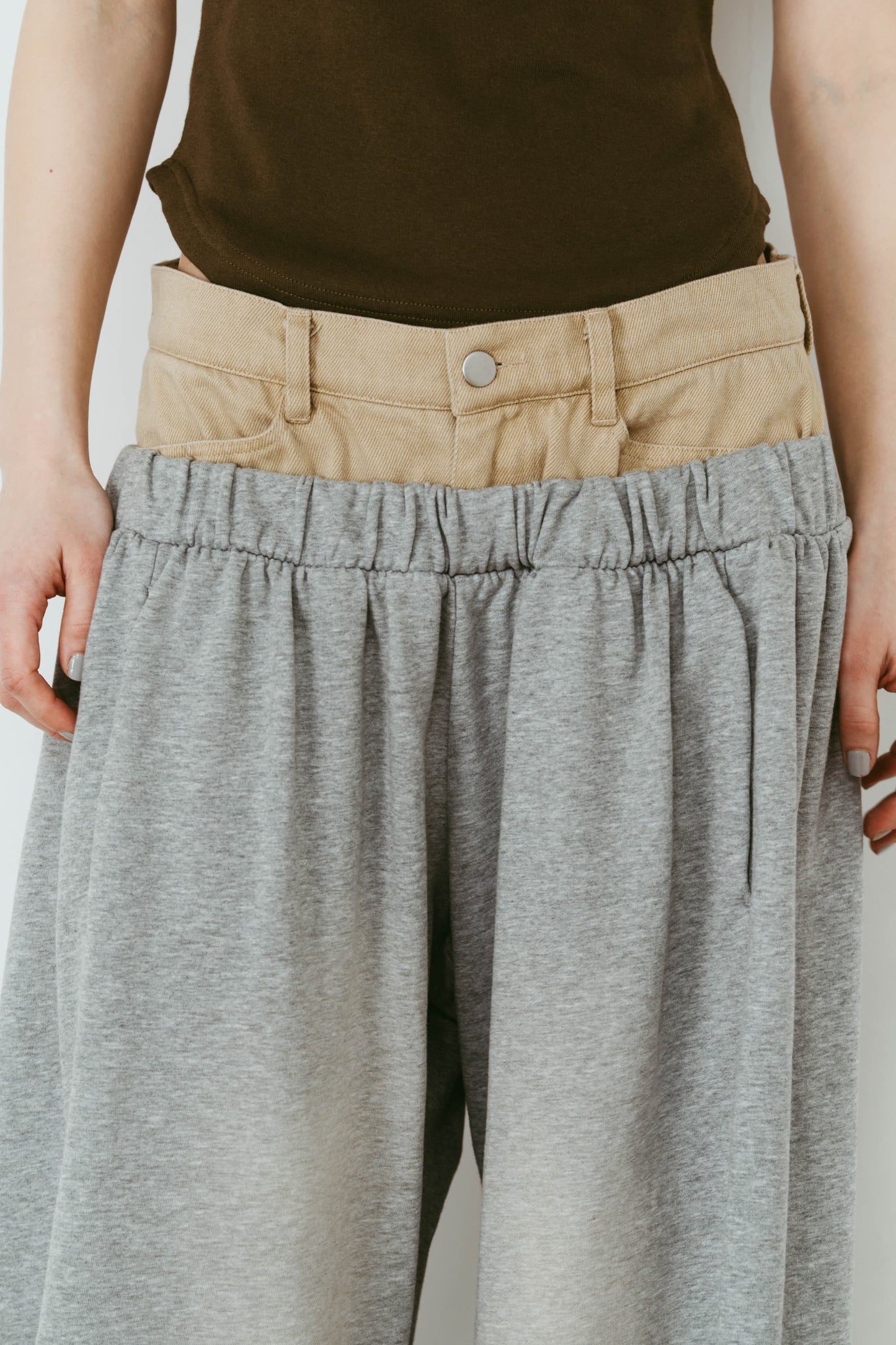 double-layer sweatpants(unisex)/gray