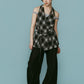 plaid halter neck blouse/black
