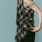 plaid halter neck blouse/black