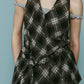 plaid halter neck blouse/black