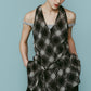 plaid halter neck blouse/black