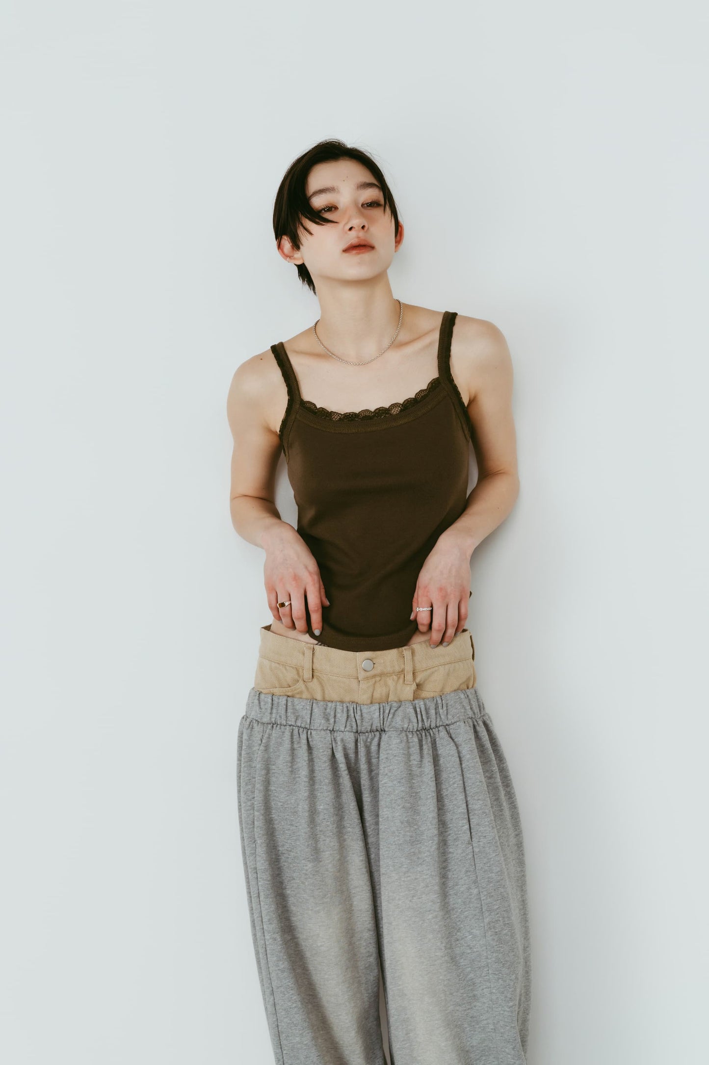 lace detail camisole/3color