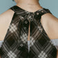 plaid halter neck blouse/black