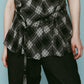 plaid halter neck blouse/black