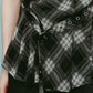 plaid halter neck blouse/black