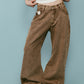wide bell-bottom denim pants/brown