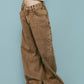 wide bell-bottom denim pants/brown