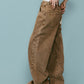 wide bell-bottom denim pants/brown