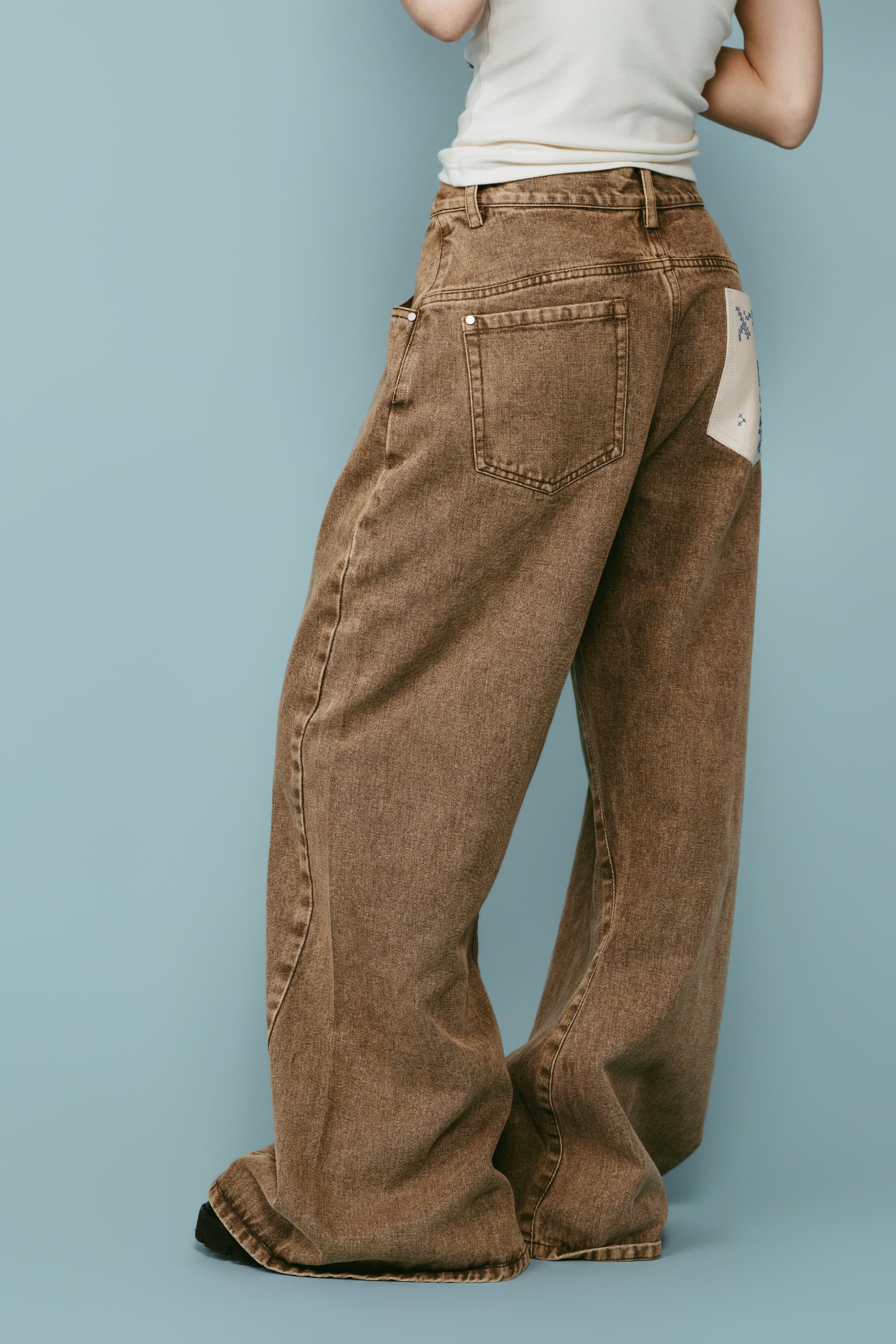 パンツ Knuth Marf bell bottom denim pants wide bell-bottom denim pants/brown | KNUTH MARF