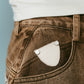 wide bell-bottom denim pants/brown