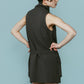 stand neck mini dress/gray